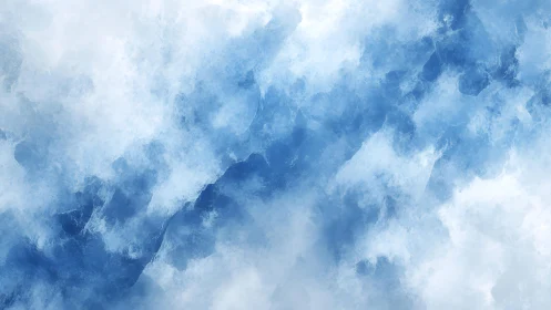 Abstract blue and white cloudy texture digital art background.