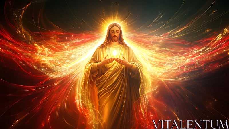 Sacred light gently unfolding around a serene figure.