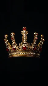 Ruby-lit crown floats in darkness, humming with quiet power