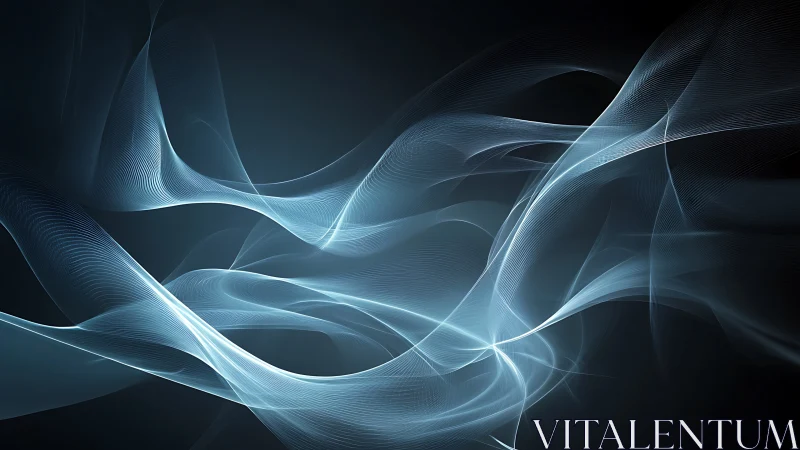 Silken lightwaves drift through shadowed digital twilight.