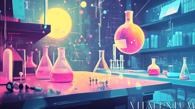 Neon alchemy lab where glowing beakers dream in code.