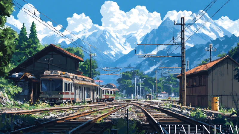 Sunny mountain train tracks leading toward fresh adventures.