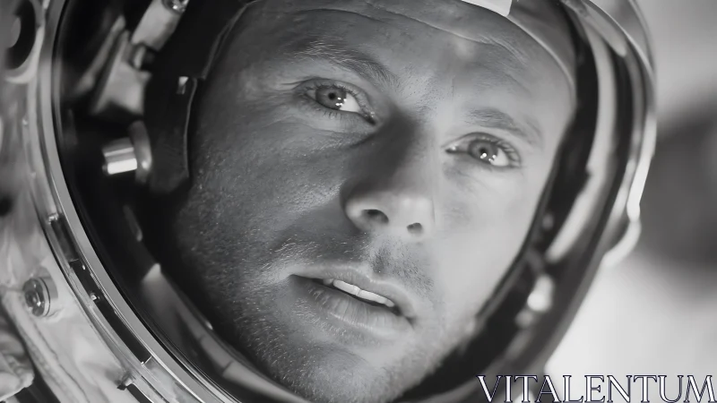 Close-up portrait captures contemplative astronaut in helmet.