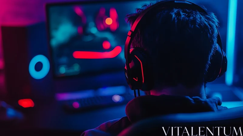 Neon-lit gamer drifts through a glowing cyber playground tonight