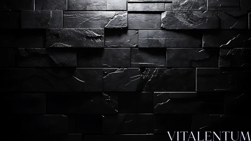 Moody black stone wall glowing with gentle reflected light.