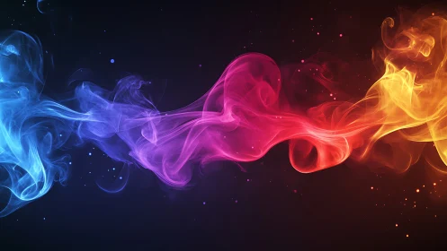 Chromatic vapor streams converge in a high-contrast digital field