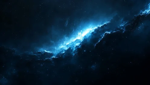 High contrast blue emission nebula band in deep interstellar field