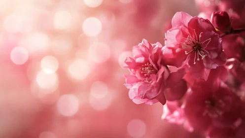 Pink Blossoms in Soft Focus: Botanical Study with Bokeh.