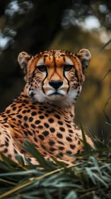 Cheetah rests in soft jungle light, radiating calm strength