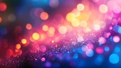 Defocused multicolor bokeh field reveals dense glittering particle band