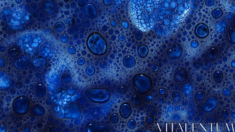 Deep blue liquid bubbles in dense abstract close-up pattern