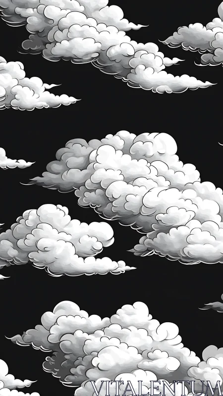 Soft drifting cloud clusters on a dreamy midnight sky.