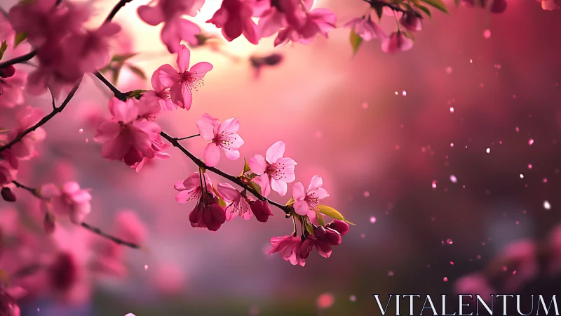 Vibrant Pink Blossoms Against Luminous Bokeh Background