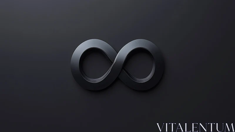 Matte black infinity symbol rendered with subtle 3D depth