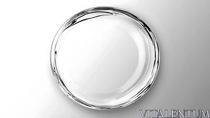 Circular transparent glass form is rendered on neutral field