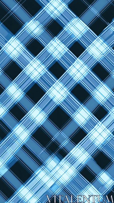 Diagonal cyan tartan lattice with translucent layered bands