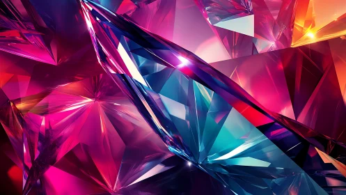 Prismatic crystal shards in neon spectral refractions.