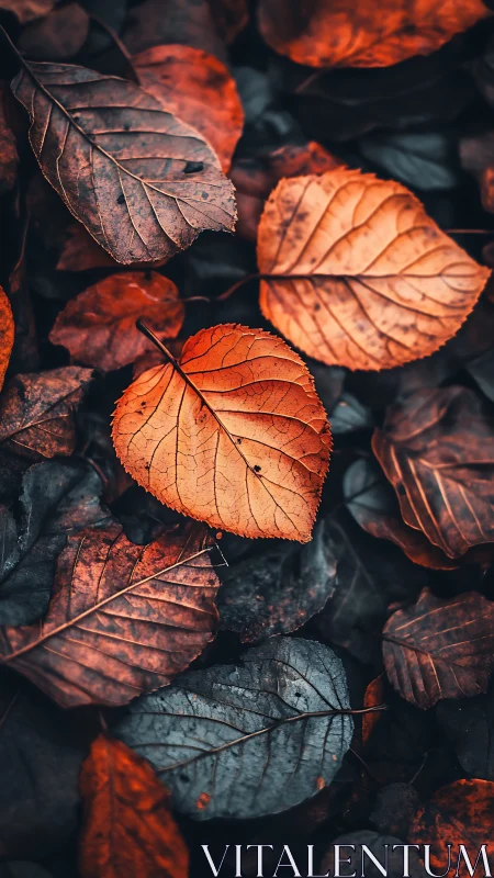 Copper leaves glow bravely against a sea of midnight blues
