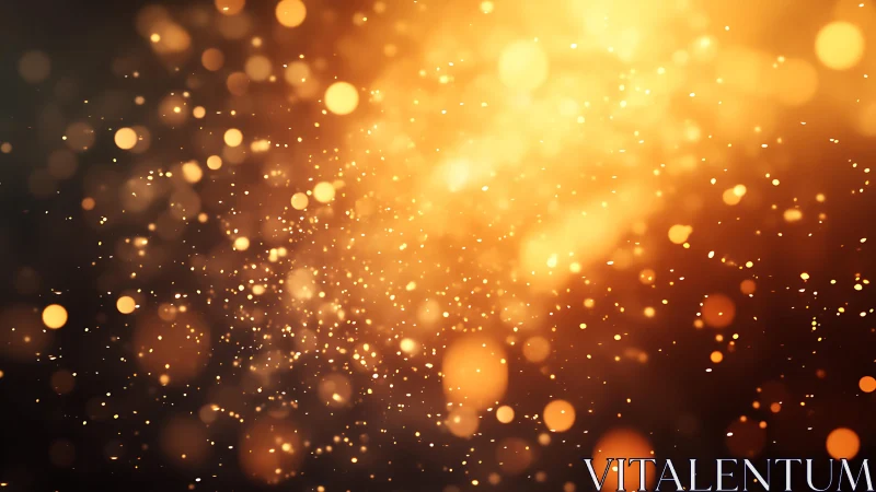 Glowing Golden Bokeh Lights on Dark Background in Abstract Style.