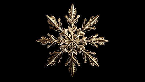 Metallic gold snowflake ornament shows high-relief filigree symmetry