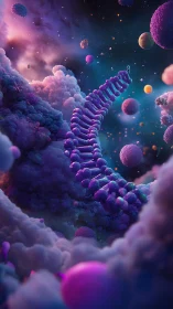 Stellar Helix Highway Spiraling Through Neon Cosmic Clouds.