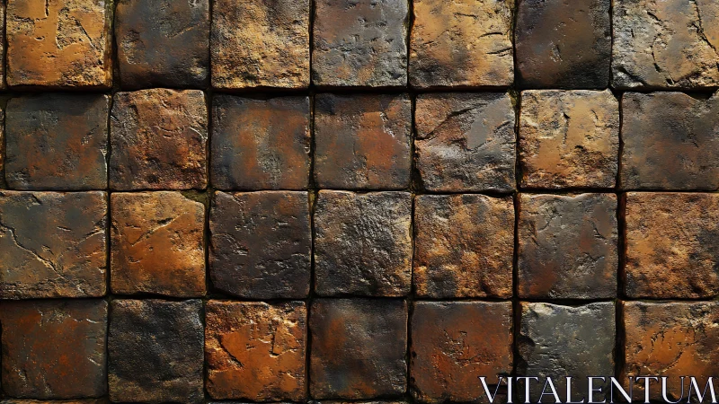 Weathered Stone Brick Wall Texture in Rustic Earth Tones.