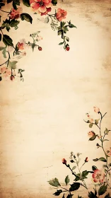 Vintage floral frame with soft blossoms and open space.