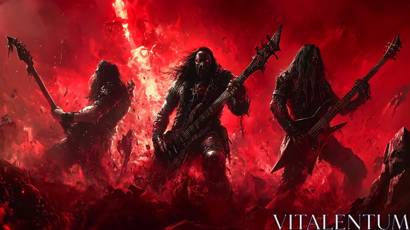 Fiery metal band unleashes powerful riffs in molten red chaos