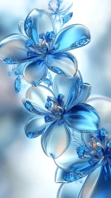 Crystal tide blossoms shimmer in icy blue morning hush.