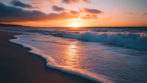 Tide-drawn sunlight skims the shore as evening clouds listen