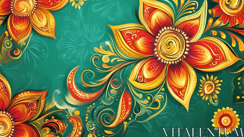 Floral fireworks swirl boldly across a jewel-toned sky