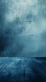 Cool blue studio backdrop with textured wall and floor.