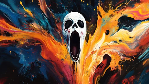 Color storms roar from a haunting, howling spectral mask