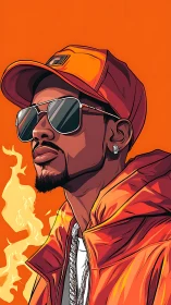 Vector portrait of urban figure in reflective aviator shades.