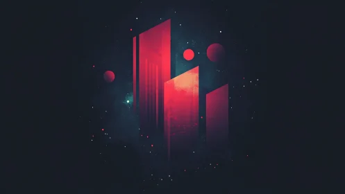 Galactic red pillars rise through a dark astral void