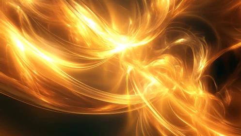 Luminous Ribbons Dance Where Darkness Meets Pure Golden Fire