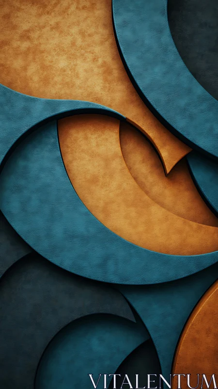 Curved leather tides quietly collide in teal and amber layers