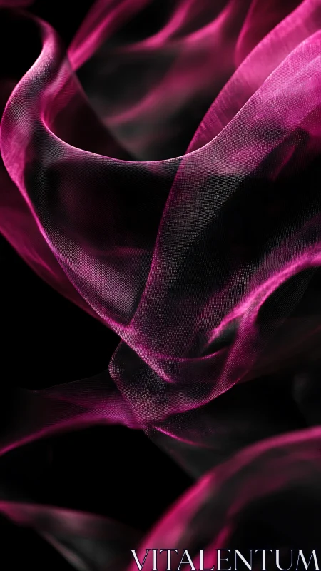 Silky pink waves drift gently across a deep black space
