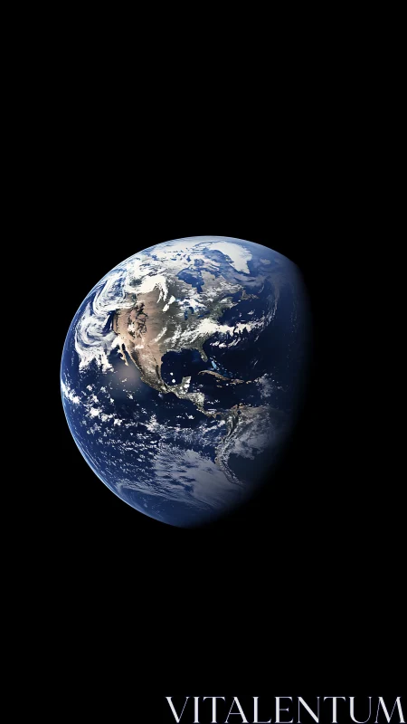 Earth viewed from space showing North America in sunlight