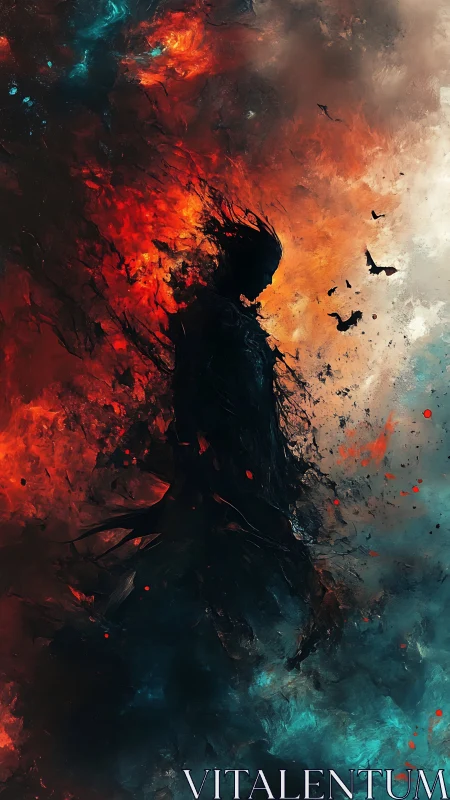 Emberborn silhouette walks where fire and frost collide