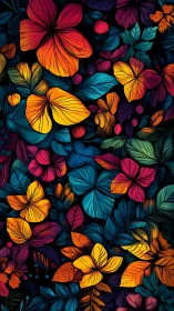 Digital Botanical Composition: Radial Petals Against Structured Darkness.