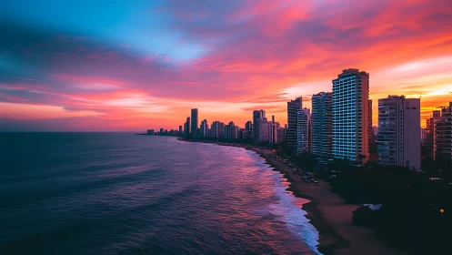 Coastal skyline at dusk with chromatic gradient sky study.