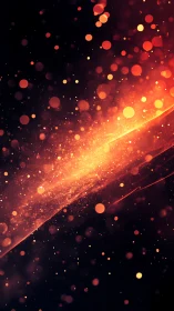 Luminous orange particles stream across a dark void.