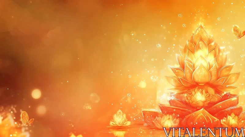 Radiant golden lotus bloom with glowing abstract light.