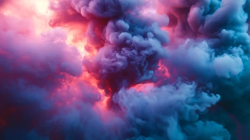 Neon storm cloud plumes in surreal abstract digital art.
