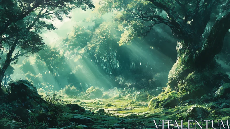 Emerald Cathedral Where Sunlight Choreographs Through Ancient Woodland