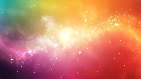 Multicolor gradient nebula with scattered stellar points.