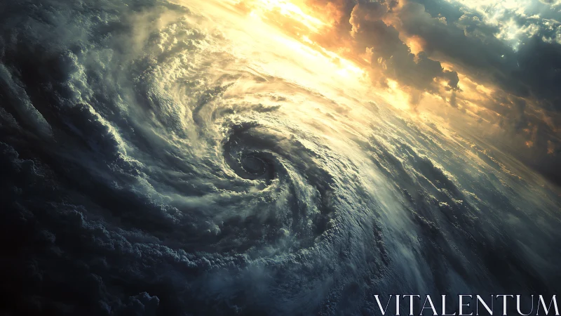 Solar storm eye swirling beneath a burning celestial dawn.