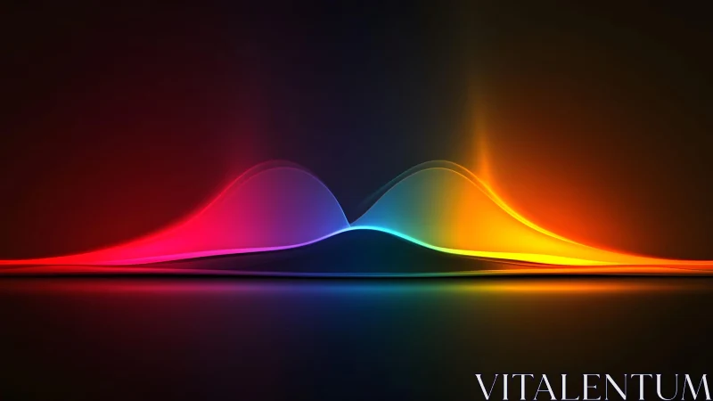 Vibrant abstract waves in neon gradient colors on dark background.