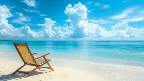 Solitude lounger basking under cathedral clouds of blue.